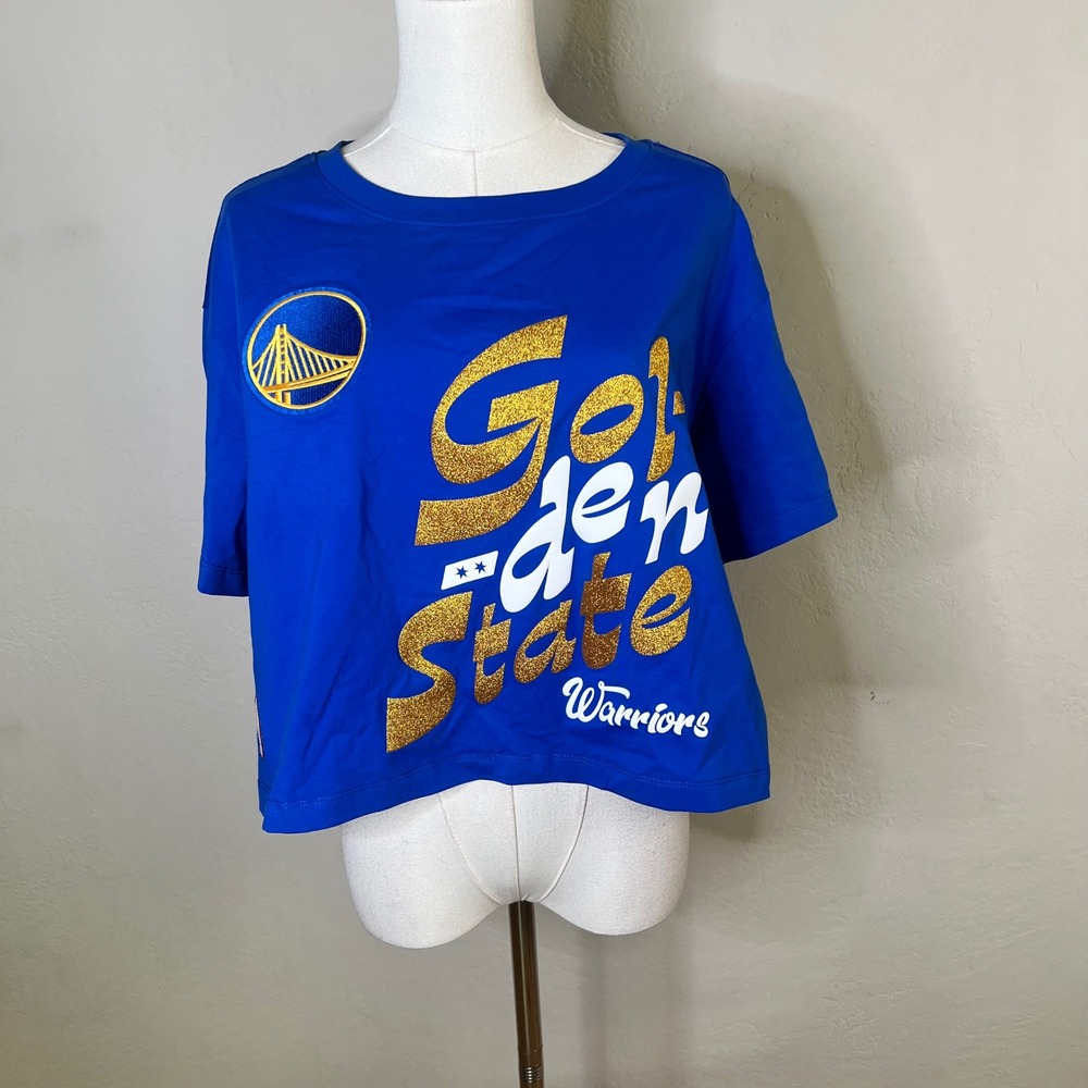 Golden State Warriors Pro Standard NBA Crop Top Size Medium Royal Blue New